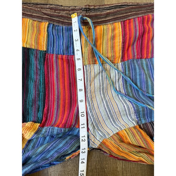 Kathmandu Imports Patchwork Pants Sz L Cotton Hippie Boho Festival Made in Nepal - Picture 4 of 7